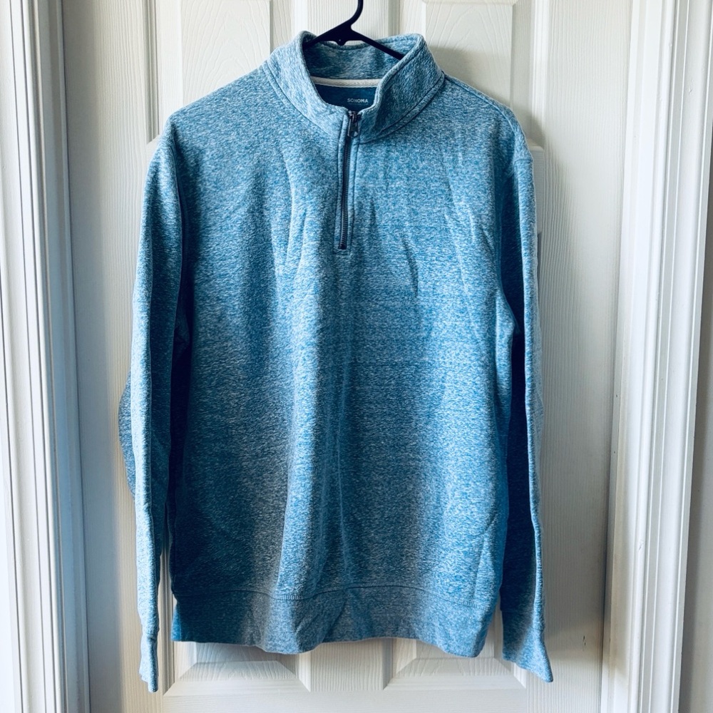 Sonoma Men's Heather Blue Zip-Up Sweater